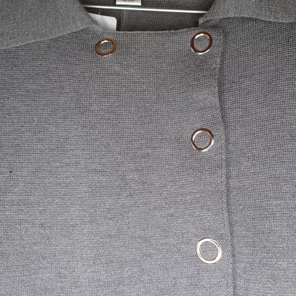 Bloomingdale's Vintage Gray Women's Long Snap Front Sweater 100% Wool NWT - Picture 4 of 15